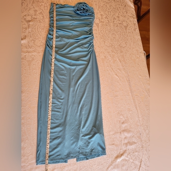 SHEIN Blue Maxi Dress With Ruching and Rosette, Size Small - Picture 6 of 14